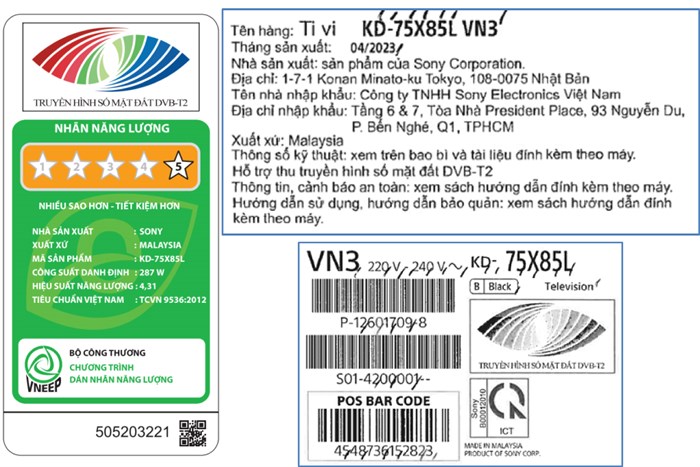 Google Tivi Sony 4K 75 inch KD-75X85L Màu Đen