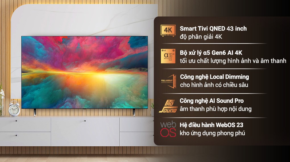 Smart Tivi QNED LG AI 4K 43 inch 43QNED75SRA