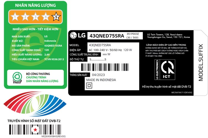 Smart Tivi QNED LG AI 4K 43 inch 43QNED75SRA Màu Đen