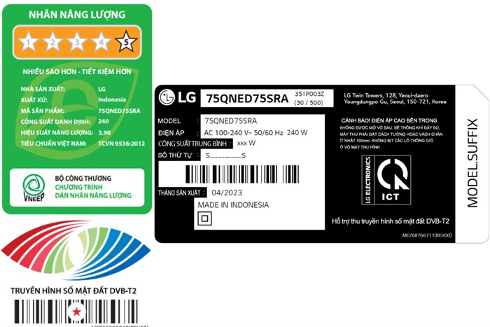 Smart Tivi QNED LG AI 4K 75 inch 75QNED75SRA Màu Đen