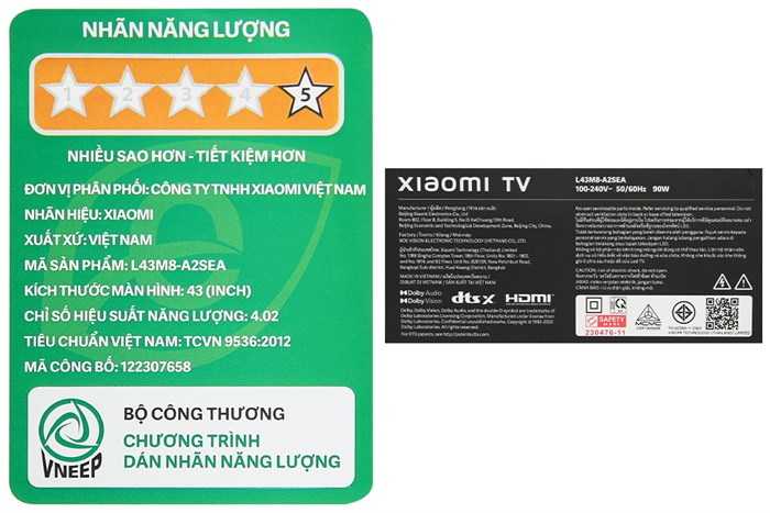 Google Tivi Xiaomi A Pro 4K 43 inch L43M8-A2SEA Màu Đen