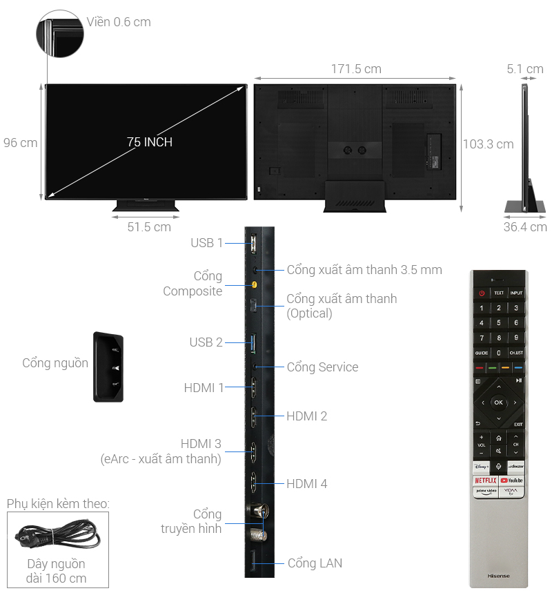 Smart Tivi ULED Hisense 4K 75 inch 75UX