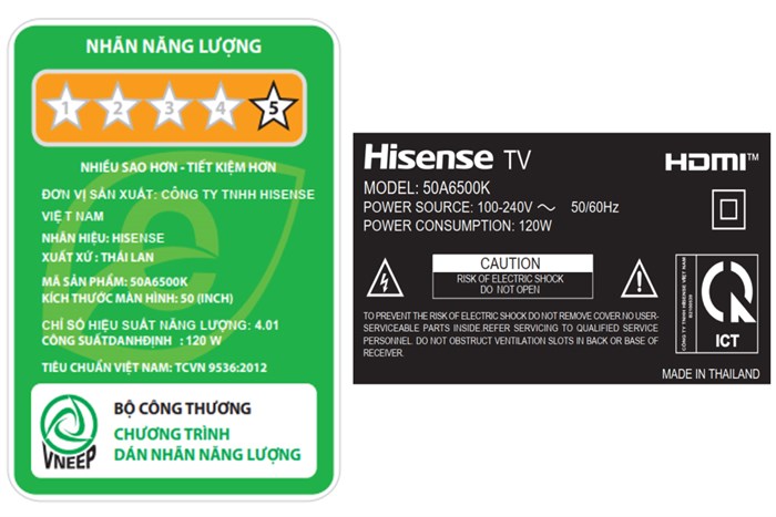Google Tivi LED Hisense 4K 50 inch 50A6500K Màu Đen