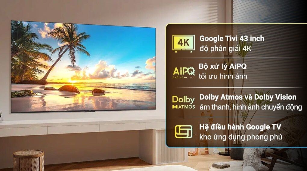 Google Tivi TCL AI 4K 43 inch 43P79B