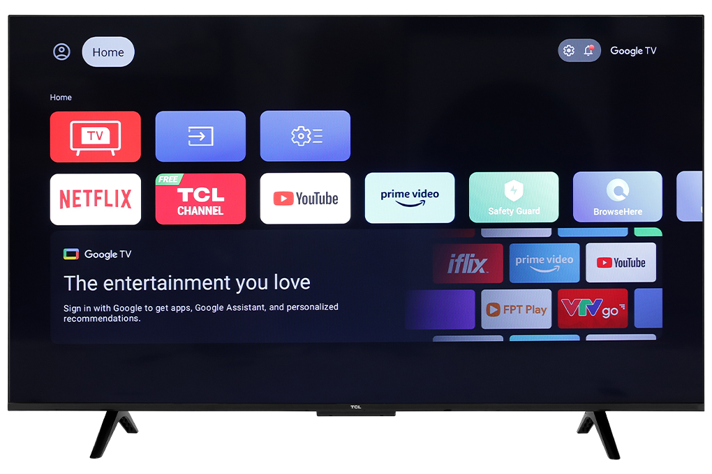 Google Tivi TCL AI 4K 43 inch 43P79B Màu Đen