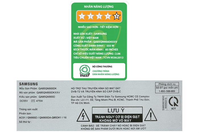 Smart Tivi Neo QLED Samsung 8K 85 inch QA85QN900D Màu Đen