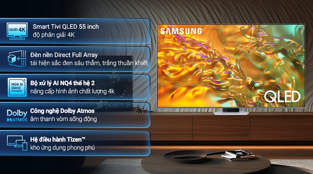 Smart Tivi QLED Samsung AI 4K 55 inch QA55Q80D