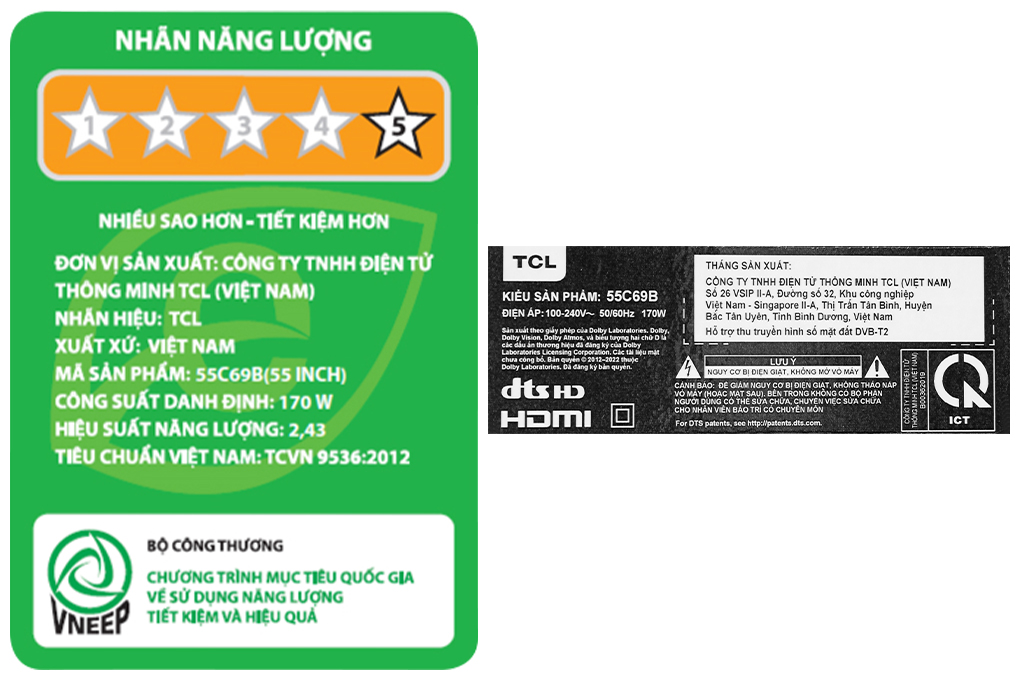Google Tivi QLED TCL 4K 55 inch 55C69B Màu Đen