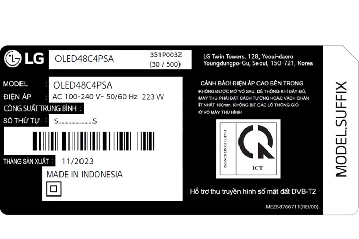 Smart Tivi OLED LG 4K 48 inch 48C4PSA Màu Đen