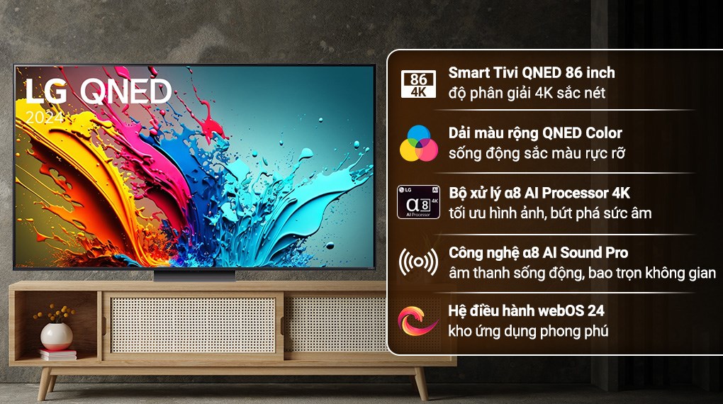 Smart Tivi QNED LG AI 4K 86 inch 86QNED86TSA