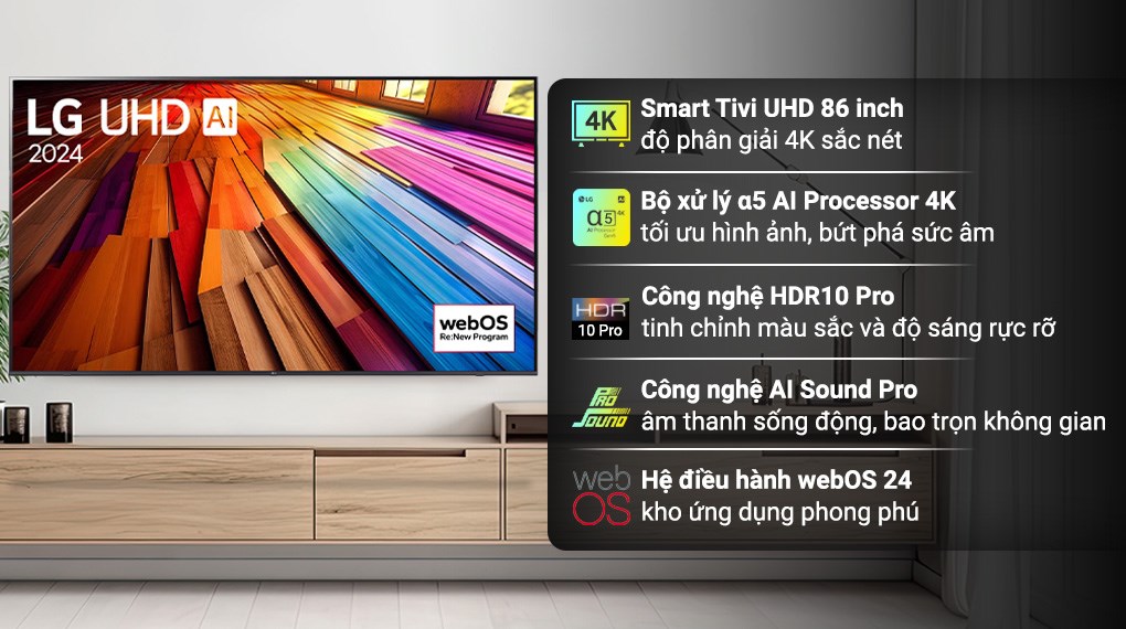 Smart Tivi LG AI 4K 86 inch 86UT8050PSB