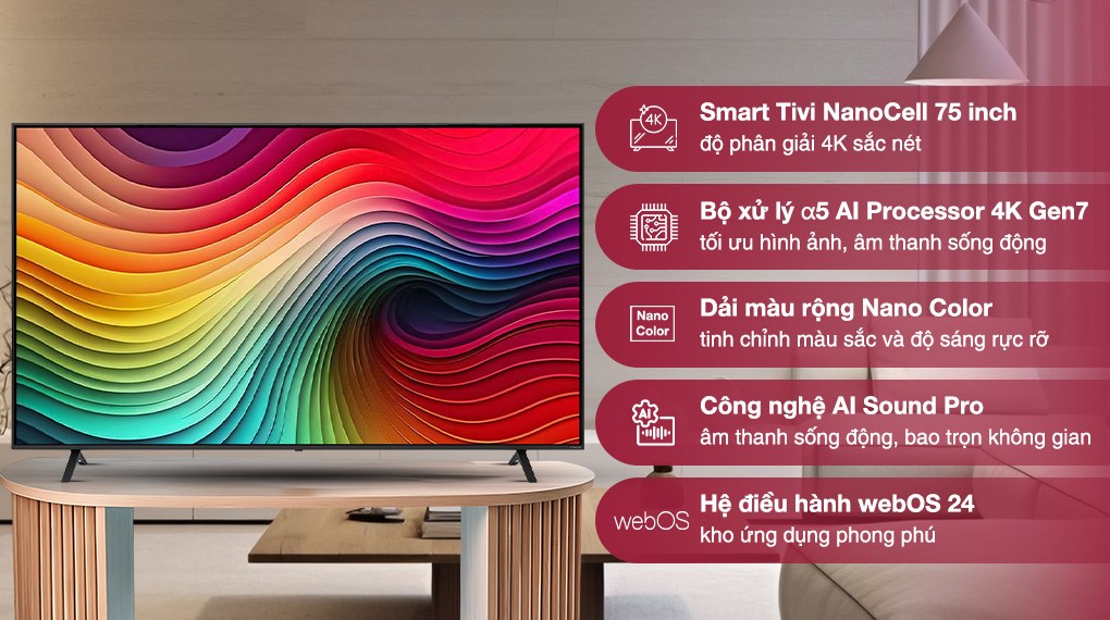 Smart Tivi NanoCell LG AI 4K 75 inch 75NANO81TSA
