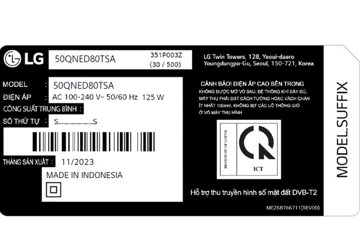 Smart Tivi QNED LG AI 4K 50 inch 50QNED80TSA Màu Đen