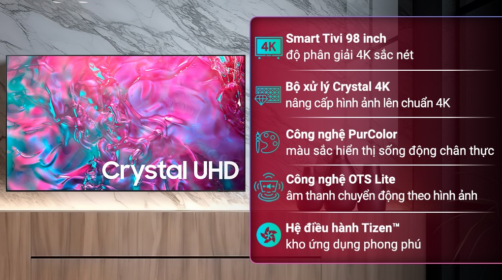 Smart Tivi Crystal UHD Samsung 4K 98 inch UA98DU9000