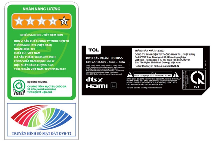 Google Tivi QD-Mini LED TCL AI 4K 98 inch 98C855 Màu Đen