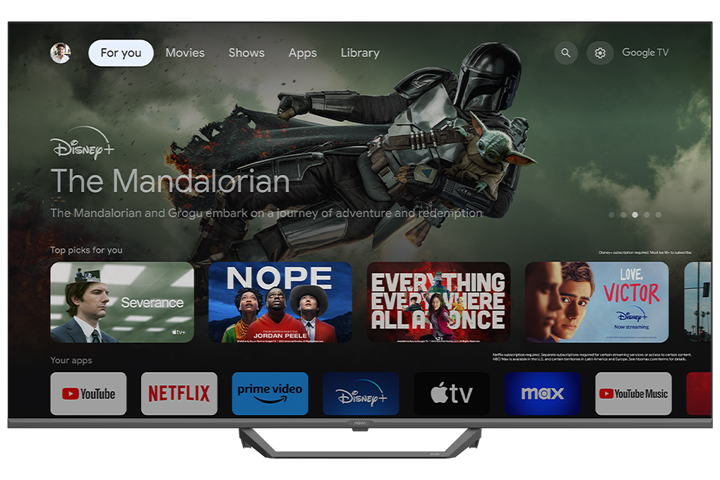 Google Tivi QLED Aqua 4K 50 inch AQT50S80EUX Màu Đen