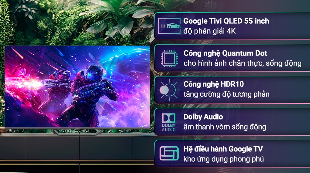 Google Tivi QLED Aqua 4K 55 inch AQT55S80EUX