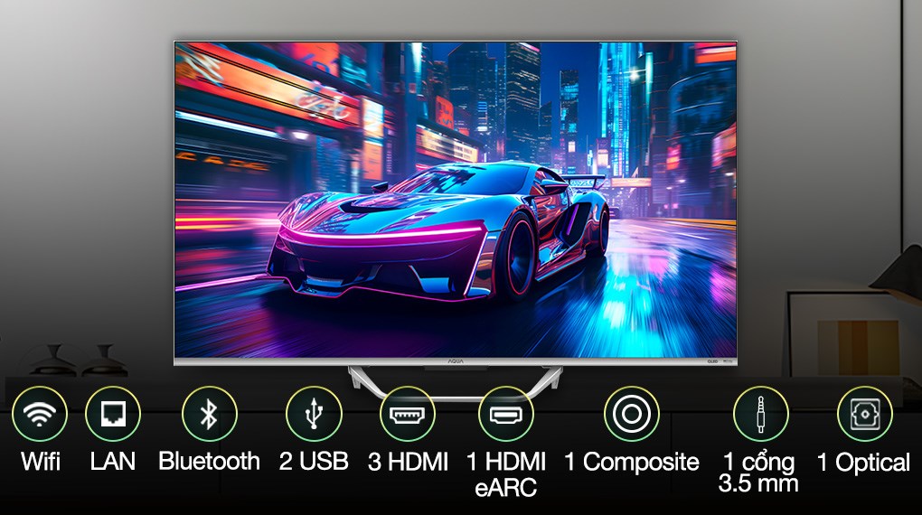 Google Tivi QLED Aqua 4K 55 inch AQT55S800UX