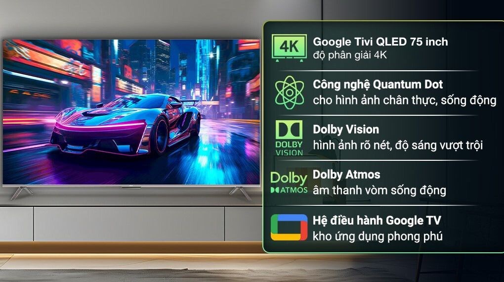 Google Tivi QLED Aqua 4K 75 inch AQT75S800UX