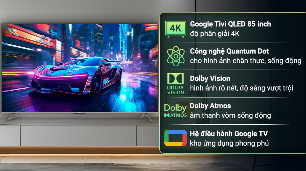 Google Tivi Aqua QLED 4K 85 inch AQT85S800UX