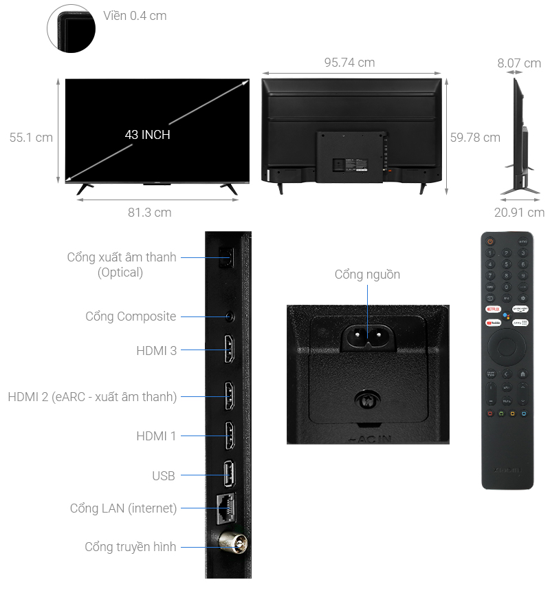 Google Tivi QLED Xiaomi A Pro 4K 43 inch L43MA-SSEA 2025