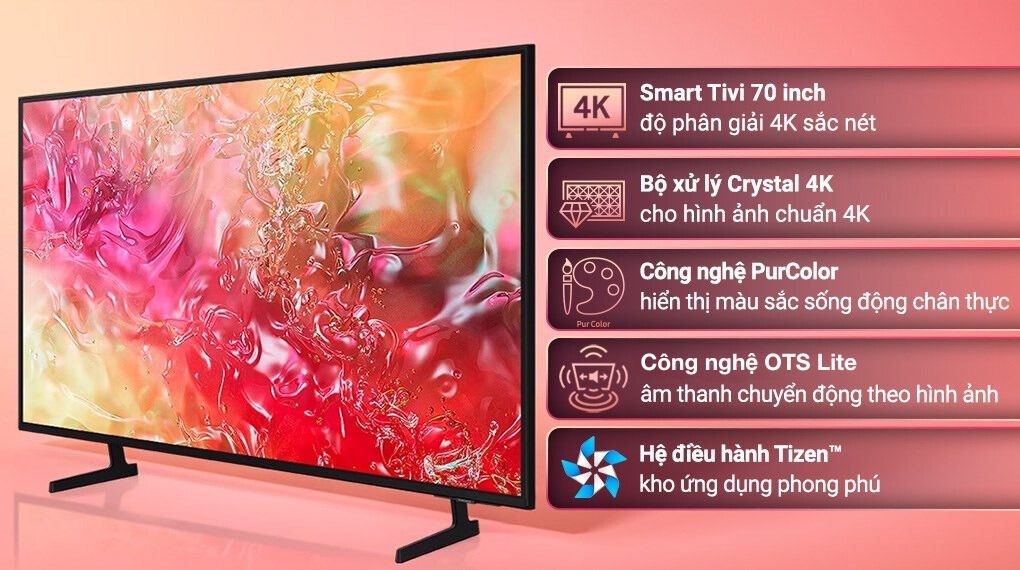 Smart Tivi Samsung 4K Crystal UHD 70 inch UA70DU7000 - giá tốt, có ...