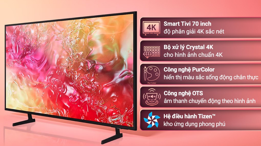 Smart Tivi Crystal UHD Samsung 4K 70 inch UA70DU7000