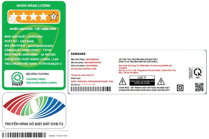 Smart Tivi QLED Samsung 4K 43 inch QA43Q60D Màu Đen