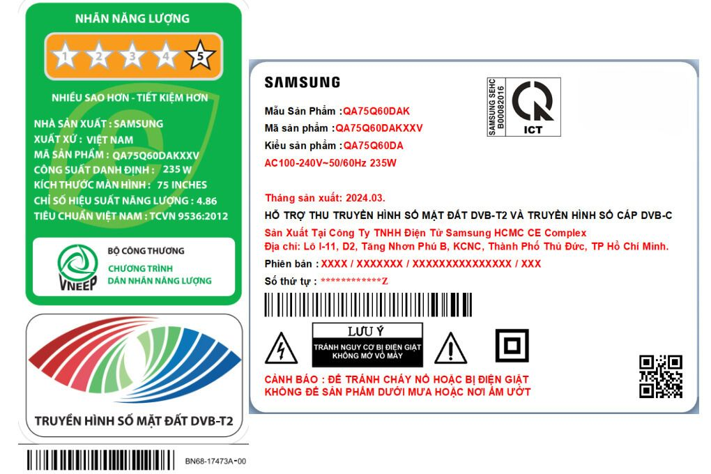 Smart Tivi QLED Samsung 4K 75 inch QA75Q60D Màu Đen