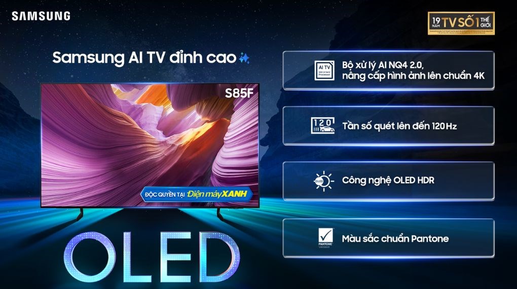 Smart Tivi OLED Samsung AI 4K 55 inch QA55S85F