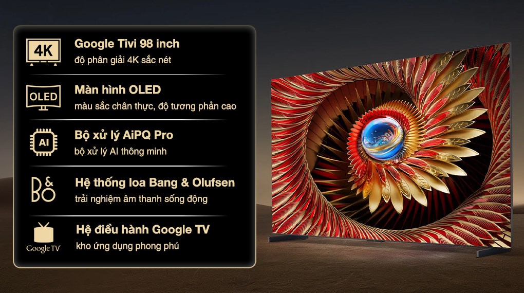 Google Tivi QD-Mini LED TCL AI 4K 98 inch 98C8K