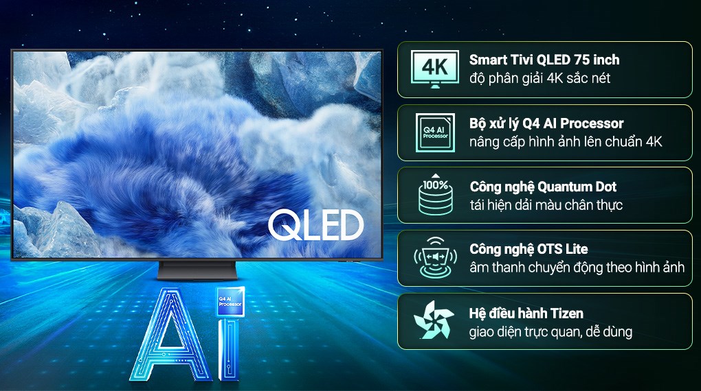 Smart Tivi QLED Samsung AI 4K 75 inch QA75Q8F5