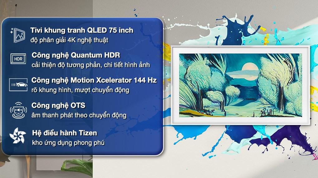 Smart Tivi Khung Tranh The Frame QLED Samsung AI 4K 75 inch QA75LS03F