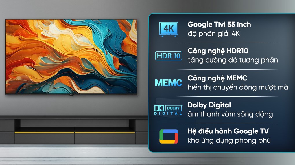 Google Tivi Aqua 4K 55 inch AQT55K85FUX