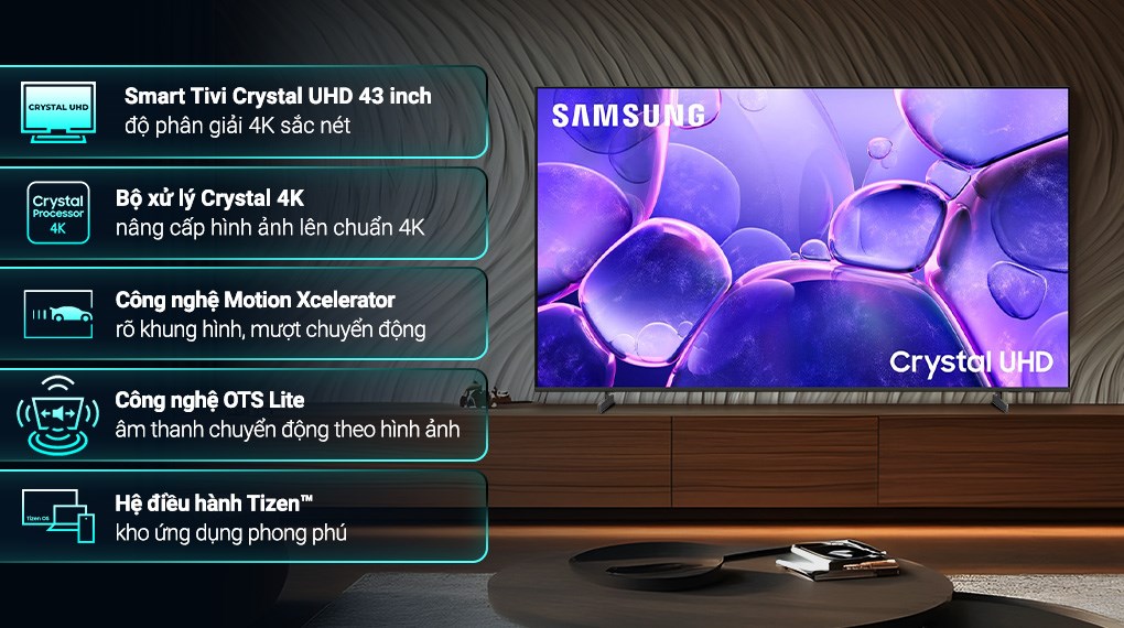 Smart Tivi Crystal UHD Samsung 4K 43 inch UA43U8500F