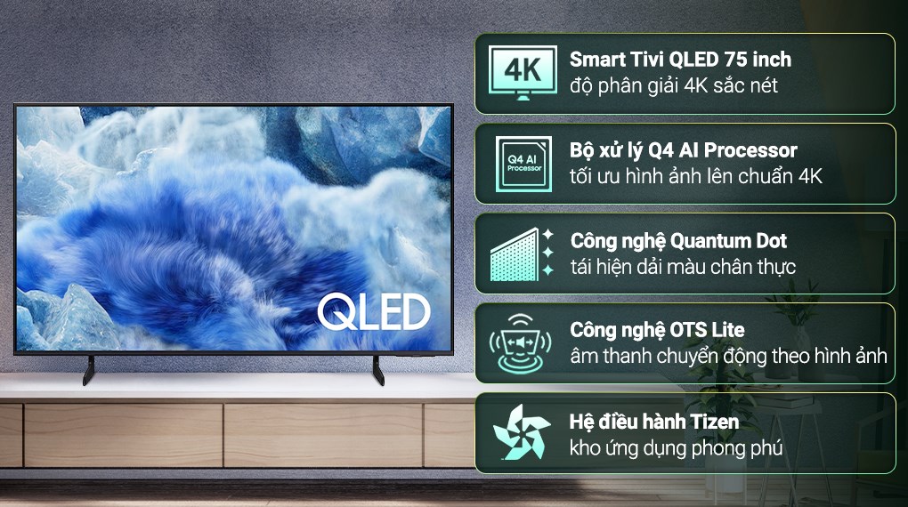 Smart Tivi QLED Samsung AI 4K 75 inch QA75Q8FA