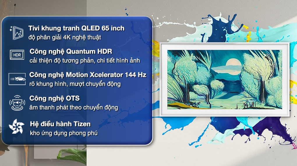Smart Tivi Khung Tranh The Frame QLED Samsung AI 4K 65 inch QA65LS03F