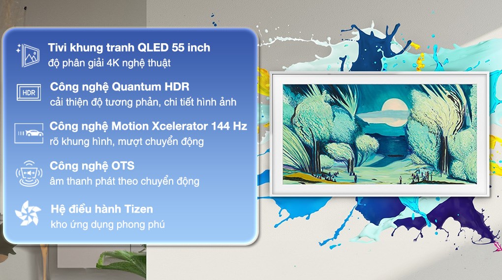Smart Tivi Khung Tranh The Frame QLED Samsung AI 4K 55 inch QA55LS03F