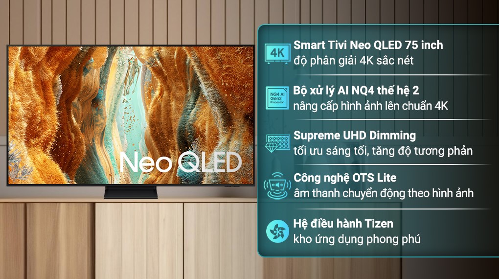 Smart Tivi Neo QLED Samsung AI 4K 75 inch QA75QN70F