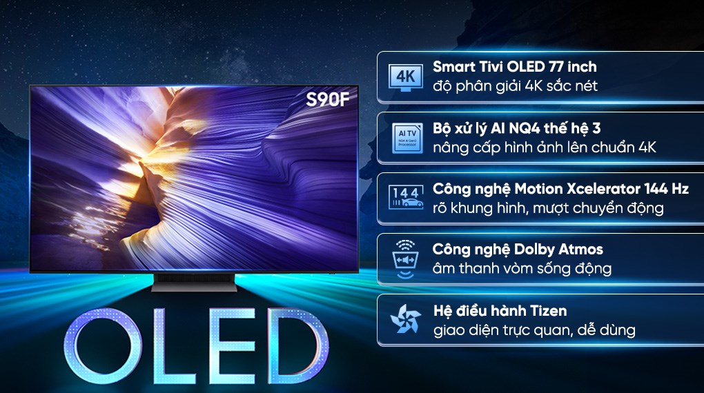 Smart Tivi OLED Samsung AI 4K 77 inch QA77S90F