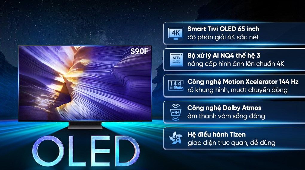 Smart Tivi OLED Samsung AI 4K 65 inch QA65S90F