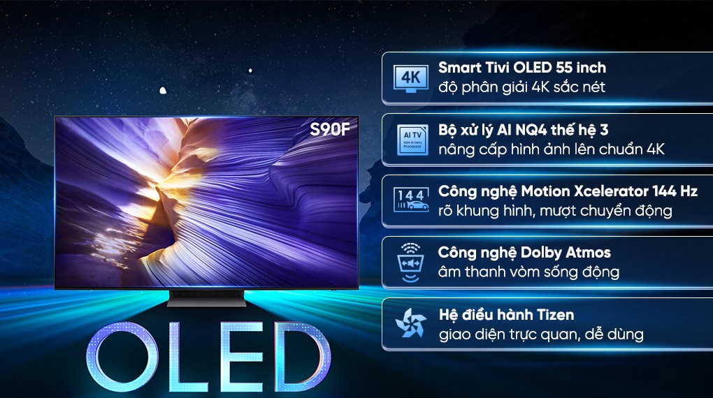 Smart Tivi OLED Samsung AI 4K 55 inch QA55S90F