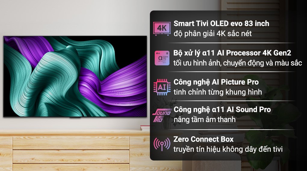 Smart Tivi True Wireless OLED evo LG AI 4K 83 inch OLED83M5PSA