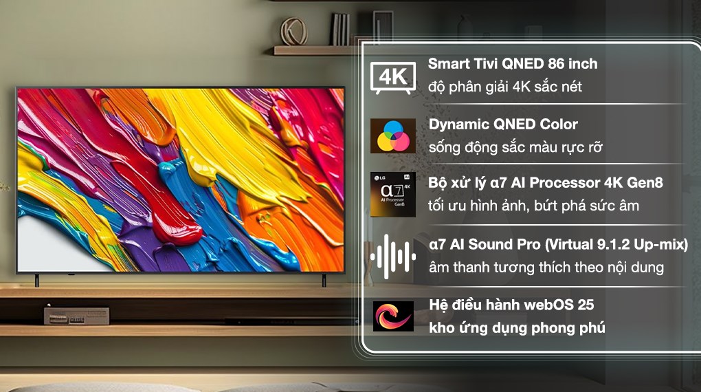 Smart Tivi QNED LG AI 4K 86 inch 86QNED82ASA
