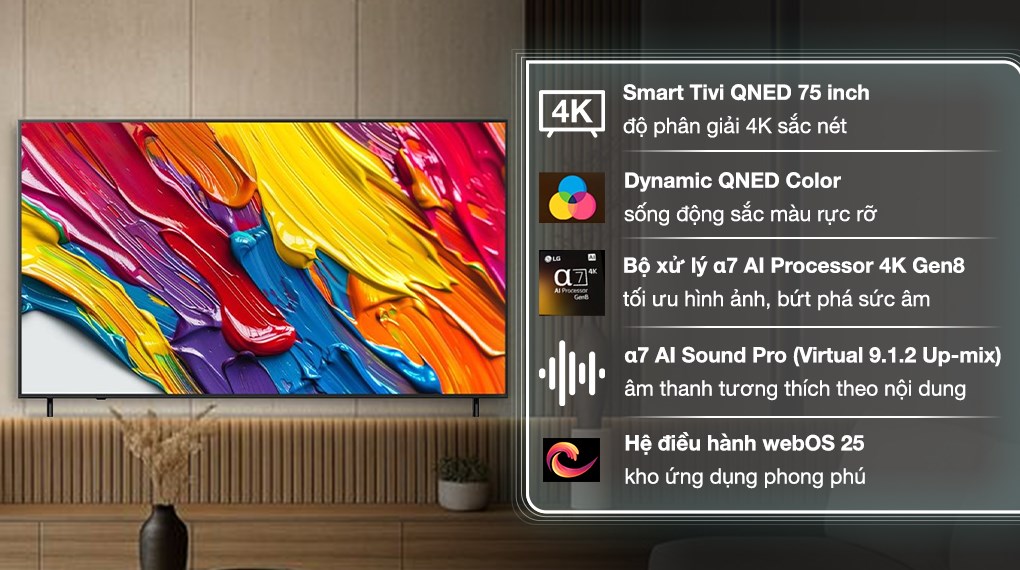 Smart Tivi QNED LG AI 4K 75 inch 75QNED82ASA