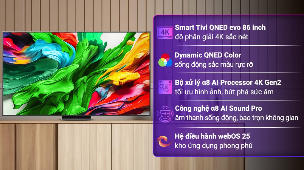 Smart Tivi QNED evo LG AI 4K 86 inch 86QNED86ASA