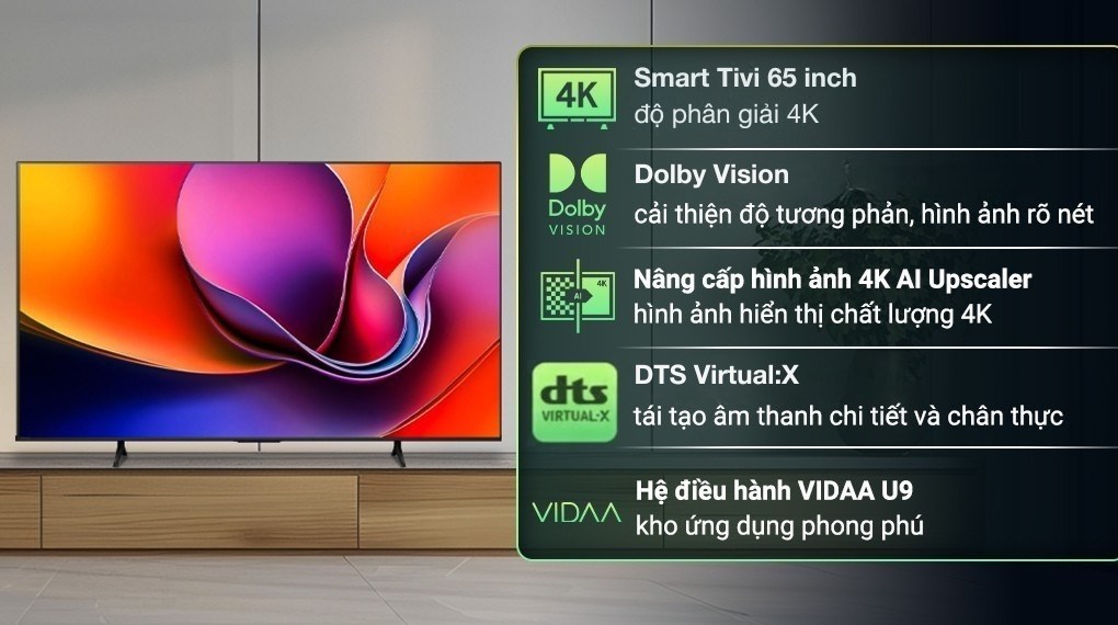 Smart Tivi Hisense 4K 65 inch 65A6Q