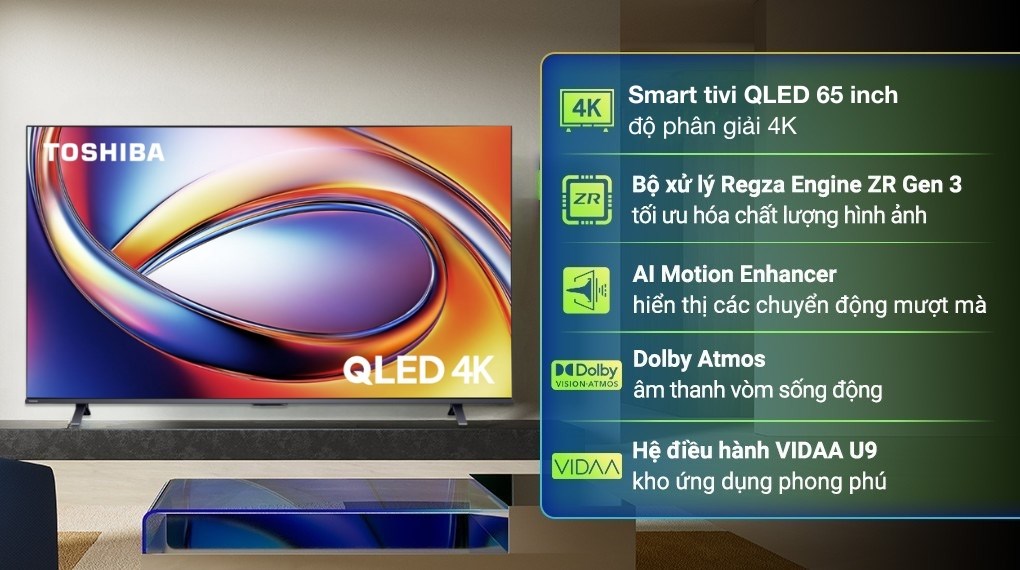 Smart Tivi QLED Toshiba AI 4K 65 inch 65M450RP