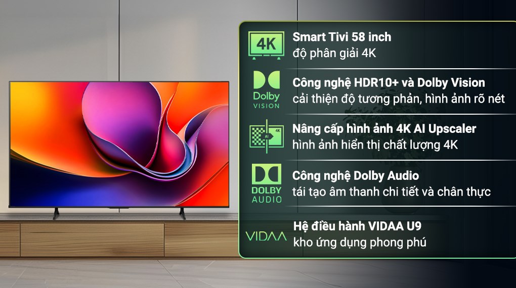 Smart Tivi Hisense 4K 58 inch 58A6Q