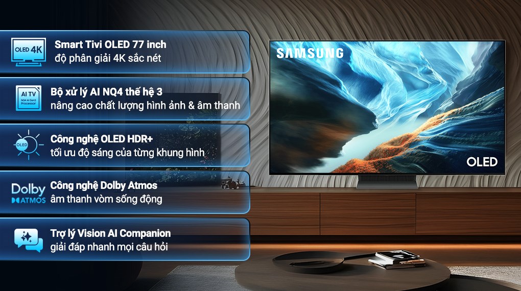 Smart Tivi OLED Samsung AI 4K 77 inch QA77S90HA
